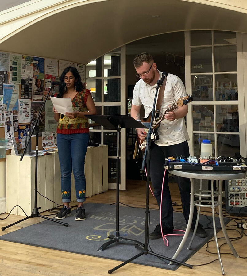 Manahil Bandakwala & Liam Burke reading at PEP Rally.