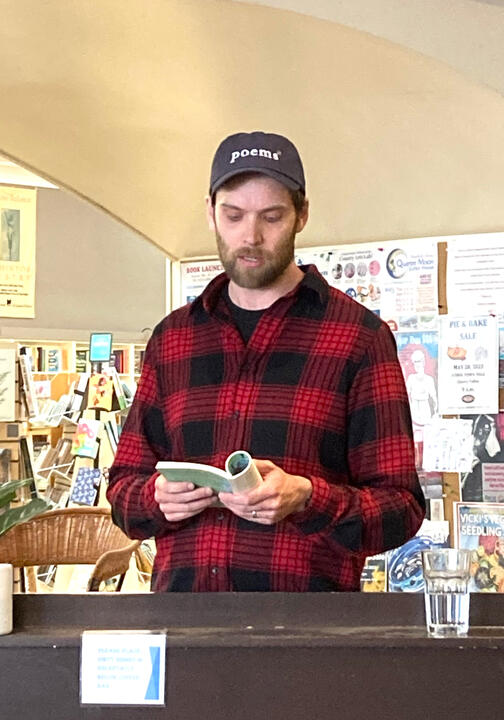 Andrew Faulkner reading at PEP Rally.