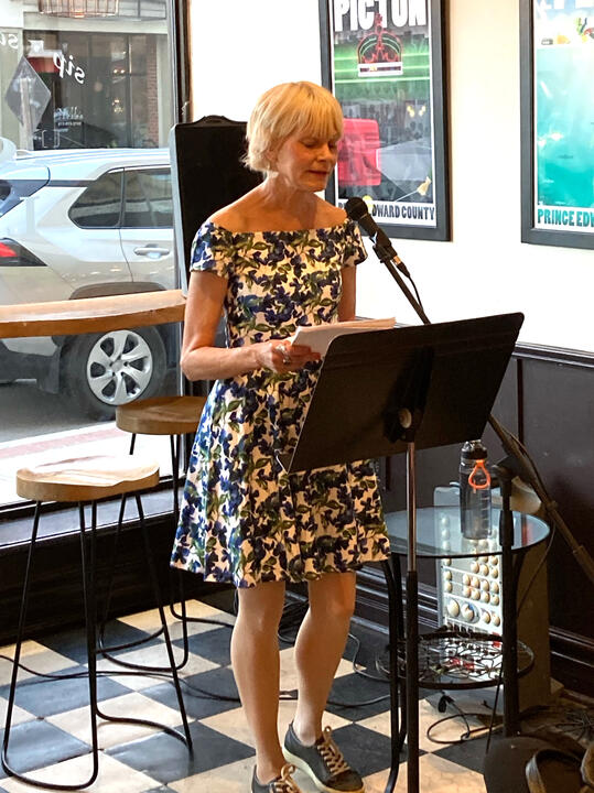 Catherine Graham reading at PEP Rally.