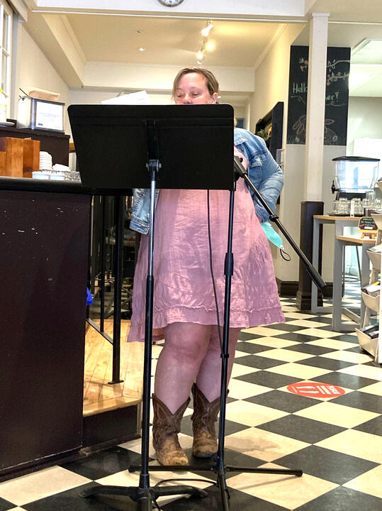 Zoe Whittall reading at PEP Rally.